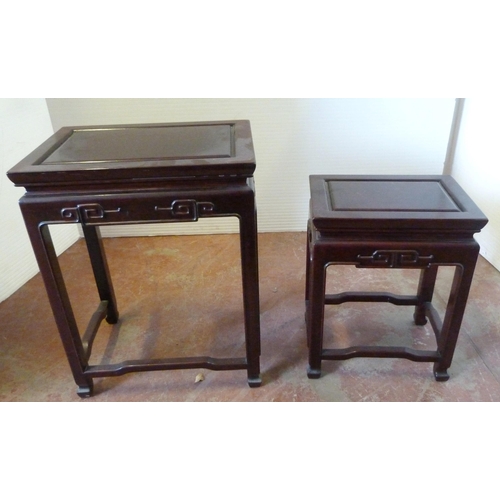 541 - Chinese-style quartetto nest of four graduated hardwood tables of reddish patina, the largest 66cm h... 