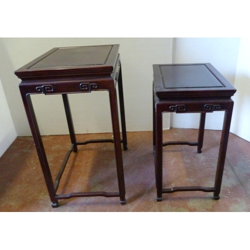 541 - Chinese-style quartetto nest of four graduated hardwood tables of reddish patina, the largest 66cm h... 