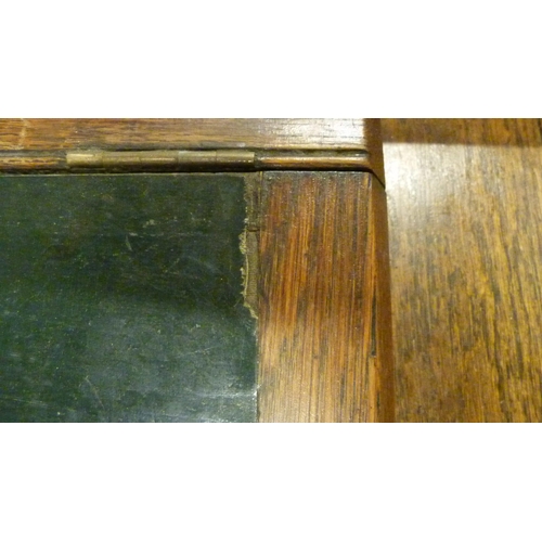 544 - Arts & Crafts oak writing desk, c. 1930s, with hinged writing flap to the top above two short dr... 