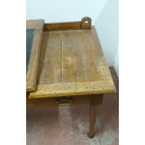 544 - Arts & Crafts oak writing desk, c. 1930s, with hinged writing flap to the top above two short dr... 