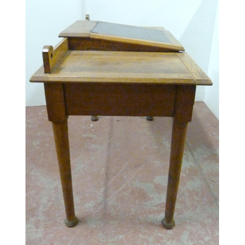 544 - Arts & Crafts oak writing desk, c. 1930s, with hinged writing flap to the top above two short dr... 