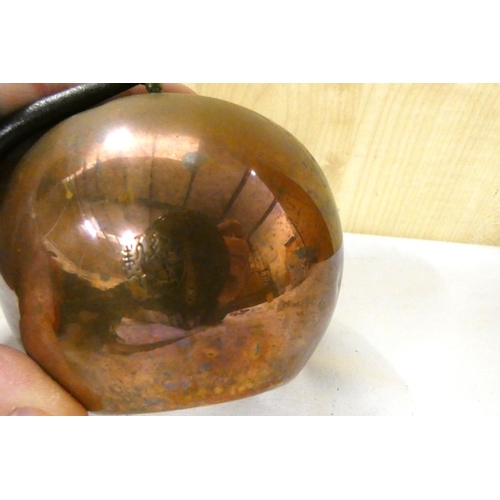 203 - Japanese copper teapot decorated with Lotus flower character marks to base.