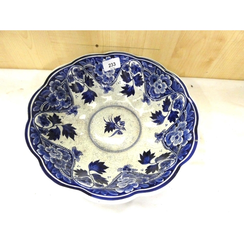 233 - Antique blue and white Delft bowl.