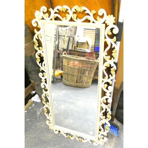 257 - Large vintage cream and gilt mirror.