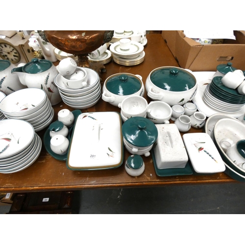 281 - Extensive Denby Greenwheat dinner service.