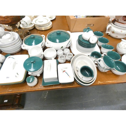 281 - Extensive Denby Greenwheat dinner service.