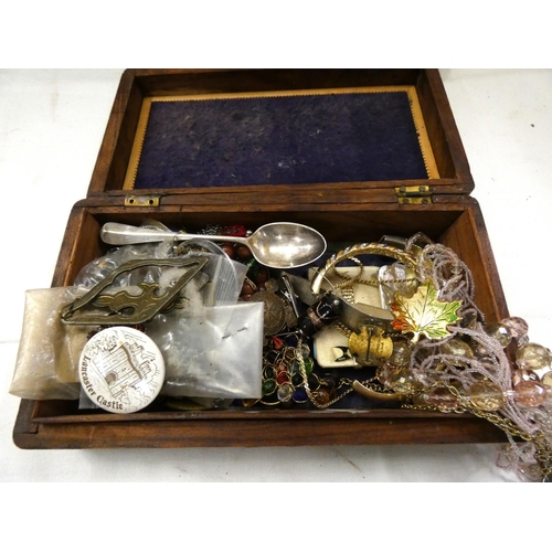 286 - Large box of costume jewellery and curios.