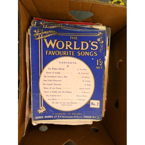 308 - Large box of sheet music and records, mainly marching bands.