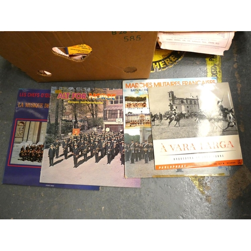 308 - Large box of sheet music and records, mainly marching bands.