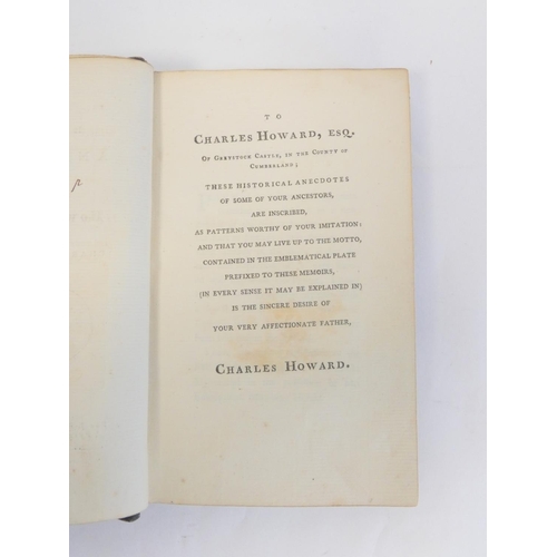 10 - HOWARD CHARLES.  Historical Anecdotes of Some of the Howard Family. A family copy. Eng. ti... 