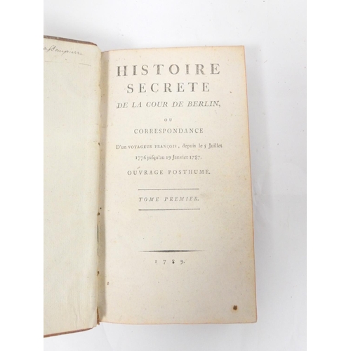 18 - (DE MIRABEAU COMPTE).  Histoire Secrete de la Cour de Berlin. 2 vols. in one. Mottled calf... 