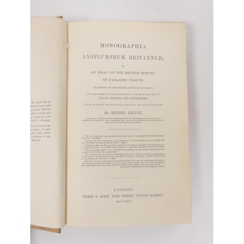 6 - DENNY HENRY.  Monographia Anoplurorum Britanniae or An Essay on the British Species of Par... 