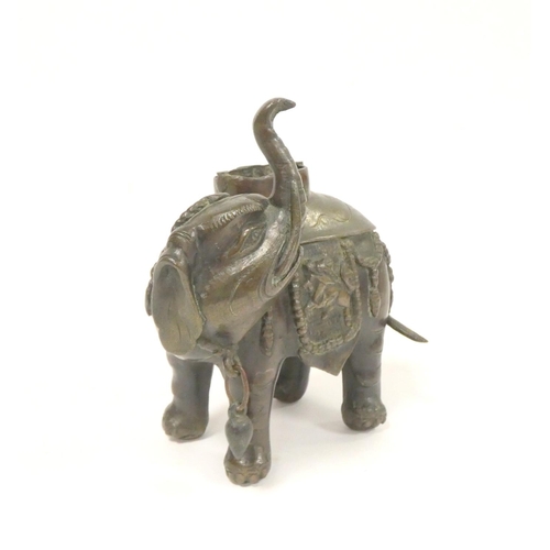 231 - Chinese bronze censer in the form of an elephant. Height 15cm. 