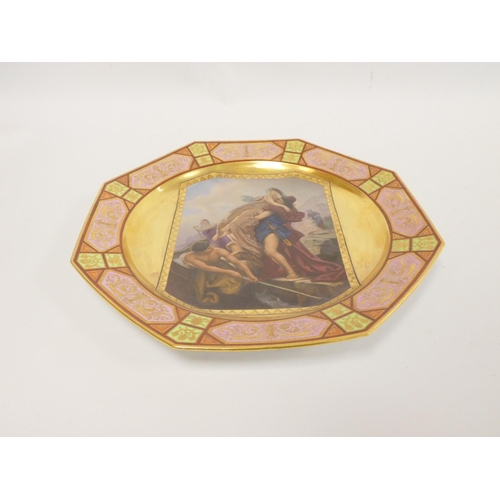 187 - 19th century Royal Vienna octagonal wall plate entitled ''Entführung der Helena