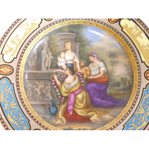 190 - Late 19th century Royal Vienna cabinet plate the centre having a painted classical scene depicting t... 