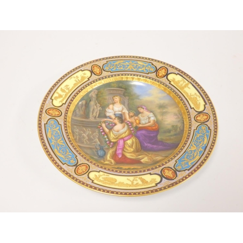 190 - Late 19th century Royal Vienna cabinet plate the centre having a painted classical scene depicting t... 