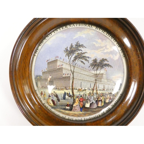 194 - Victorian framed pot lid, 'The Grand International Building of 1851 For the Exhibition of Art and In... 