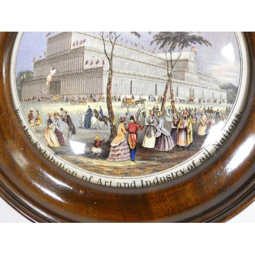 194 - Victorian framed pot lid, 'The Grand International Building of 1851 For the Exhibition of Art and In... 