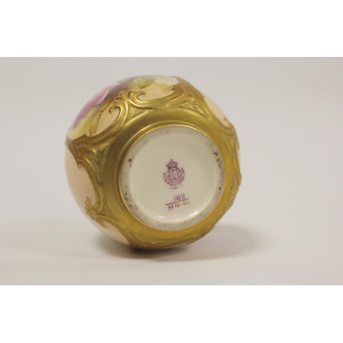 210 - Royal Worcester vase, dated 1921, pattern no. H162, painted with pink roses and budding tendrils, pu... 