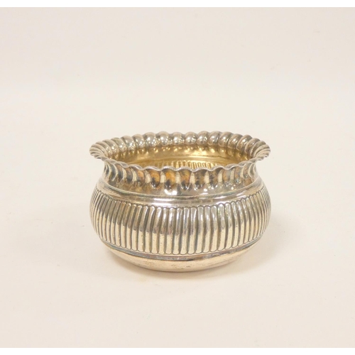 72 - Chinese silver circular bowl with reeded border. Height 5cm.