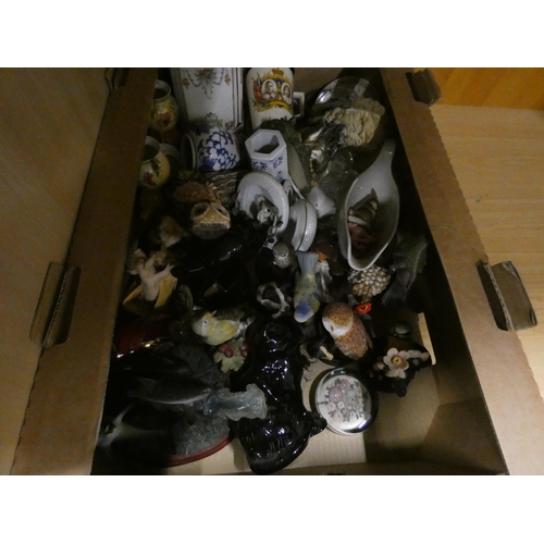 359 - Collection of two boxes containing bird and other ornaments.