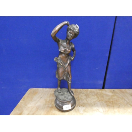 377 - Art Deco bronze figure of a farm girl.