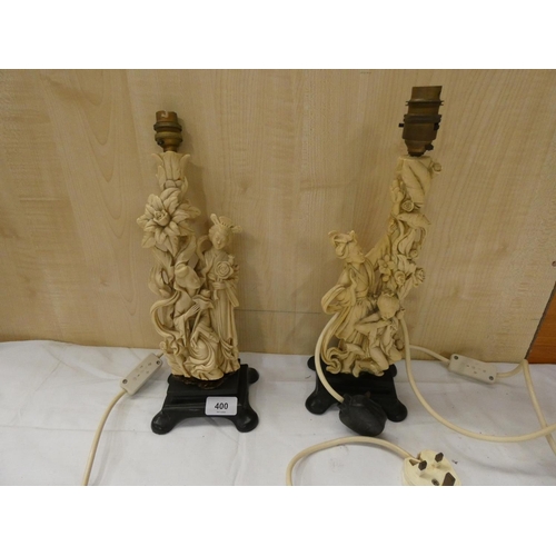 400 - Pair of Japanese resin table lamps.