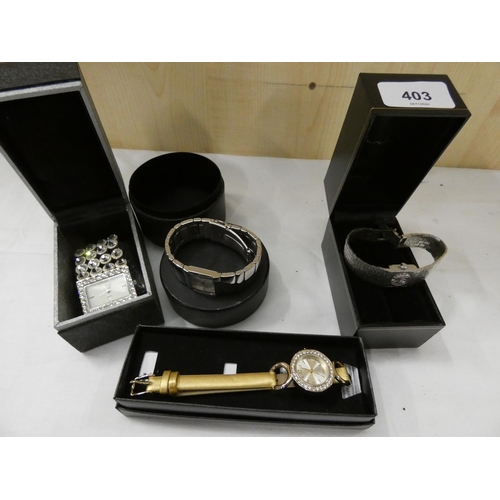 403 - Four ladies fashion watches to include Jasper Conran, Regency etc.