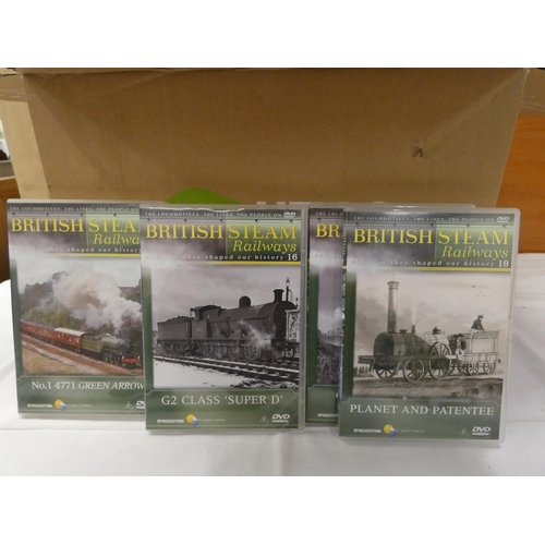 413 - Large box of British steam railway dvd's. 