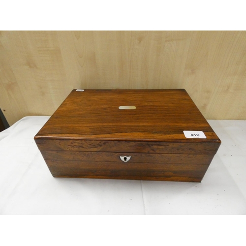 418 - Antique mahogany writing box.