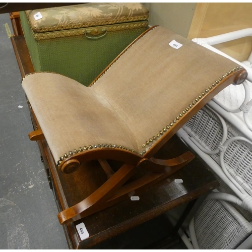 568 - Small vintage gout stool and wash basket.