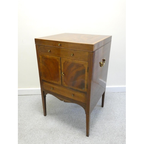 440 - 19th century mahogany washstand of square form, the hinged lidded top opening to reveal three recept... 