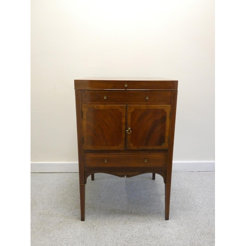 440 - 19th century mahogany washstand of square form, the hinged lidded top opening to reveal three recept... 