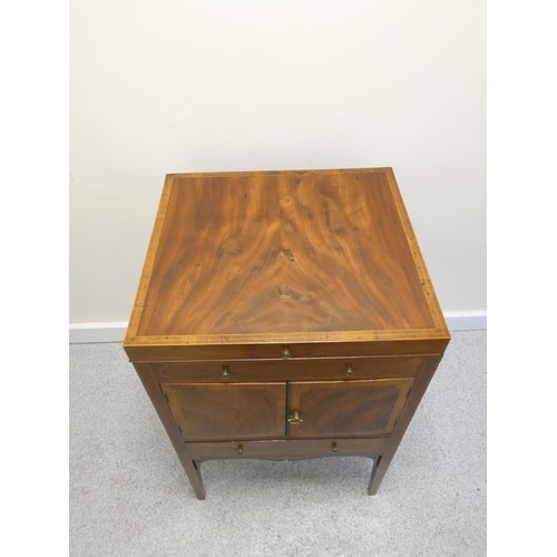 440 - 19th century mahogany washstand of square form, the hinged lidded top opening to reveal three recept... 