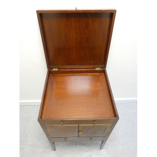 440 - 19th century mahogany washstand of square form, the hinged lidded top opening to reveal three recept... 