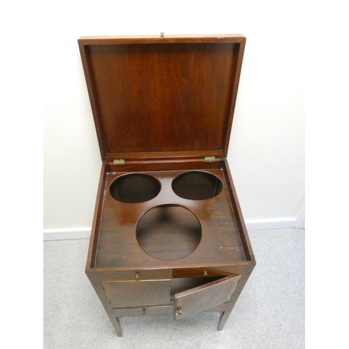 440 - 19th century mahogany washstand of square form, the hinged lidded top opening to reveal three recept... 