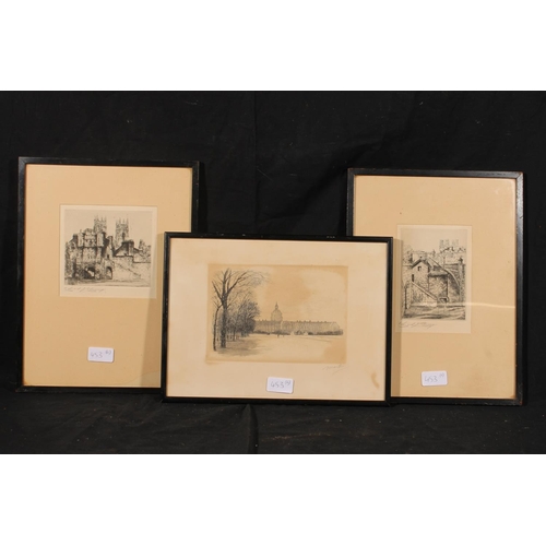 453 - Six etchings by EDWARD J CHERRY, ARCHIBALD GRIGOR, ERNEST HAZELL, PATTERSON and MARTIN. (6)