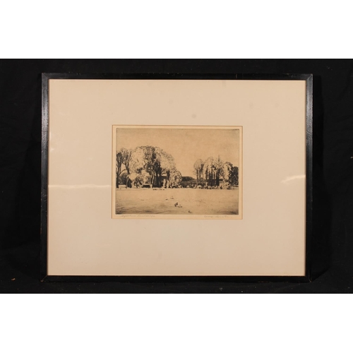 455 - GEORGE HOUSTON RSA RSW RI (Scottish, 1869-1947), landscape with foul in the foreground, etching, pen... 