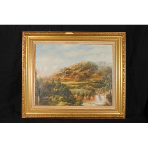 463 - BILL BENSA, mountainous landscape, oil painting on canvas, signed lower left, 39cm x 49cm, frame 56c... 