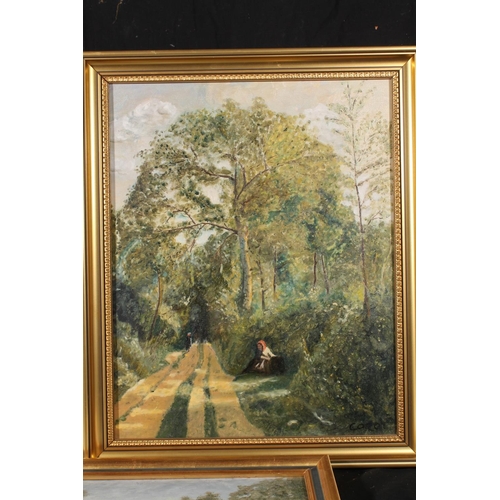 468 - J G CAMPBELL after COROT, Ville d'Array and two others, oil paintings, (3)