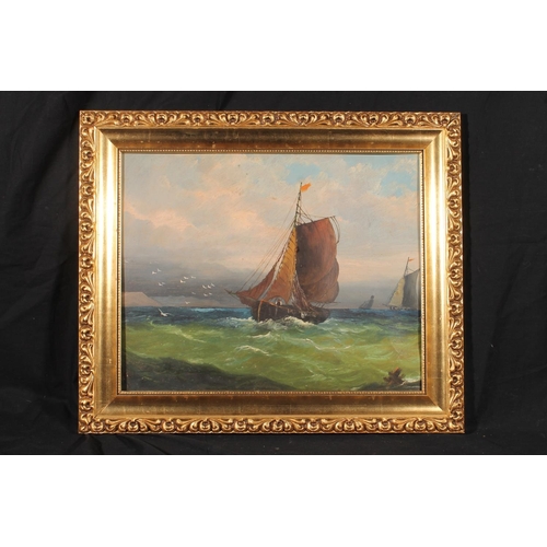 470 - 20TH CENTURY SCHOOL, sail boats, pair of oil paintings on board, unsigned, 40cm x 50cm, gilt frame 5... 