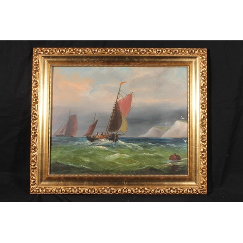 470 - 20TH CENTURY SCHOOL, sail boats, pair of oil paintings on board, unsigned, 40cm x 50cm, gilt frame 5... 