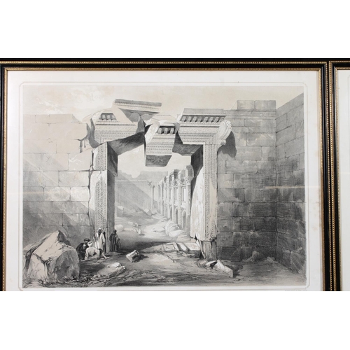 481 - Cedars of Lebanon and Gateway in the Temple of Baalbec, two lithographs by Dickinson & Son Litho... 