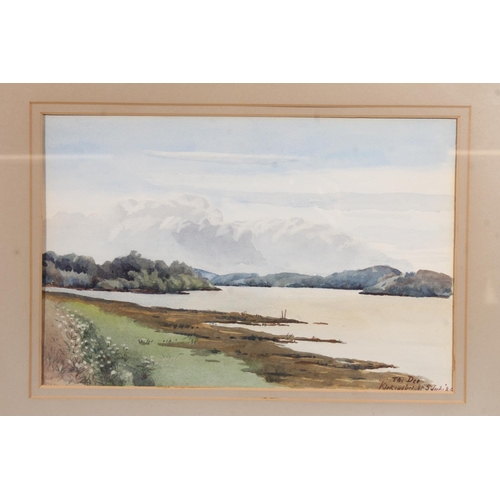 494 - K O B YOUNG, Near Kirkcudbright, watercolour, dated 1924 lower right, unsigned, 21cm x 32cm, frame 3... 