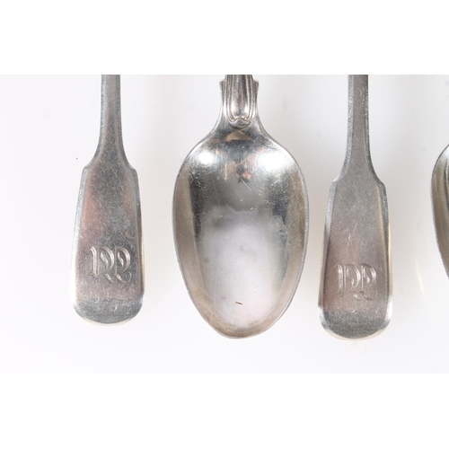 544 - Harelquin set of seven silver teaspoons, 209g.