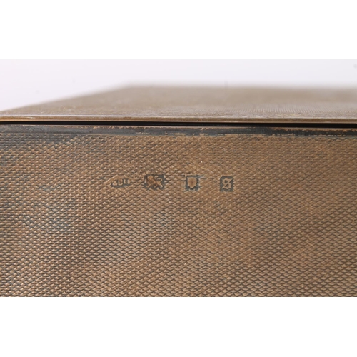 558 - Art Deco silver table cigarette box, wood lined with presentation inscription to underside of the li... 