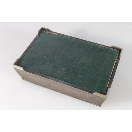 558 - Art Deco silver table cigarette box, wood lined with presentation inscription to underside of the li... 