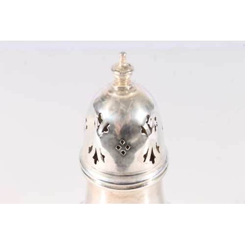 570 - Silver sugar castor of baluster form by Elkington and Co, Birmingham 1940, 111g gross (weighted base... 