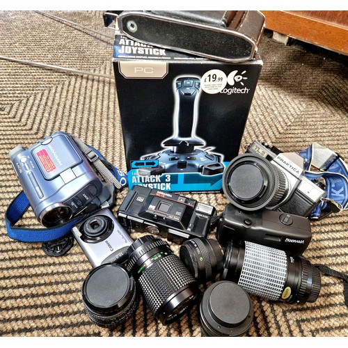 Assorted cameras, lenses, accessories, etc