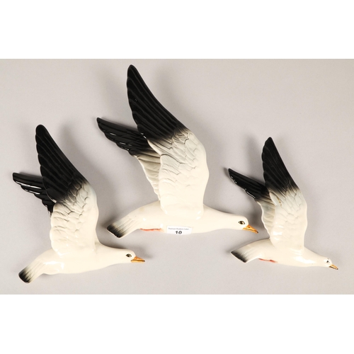 10 - Set of three Beswick graduated wall birds in the form of seagulls